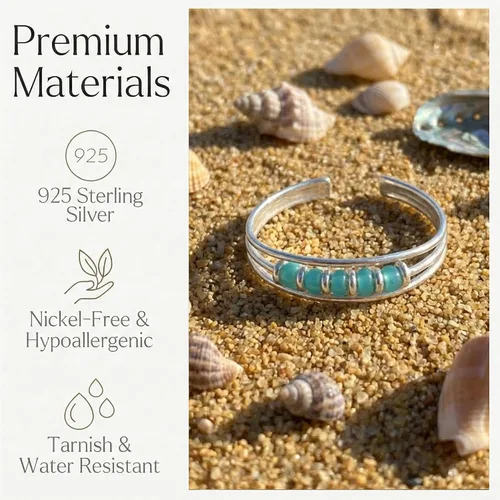 Miniatura 4 de Sterling Silver Toe Ring, Handmade Adjustable Open Band, Minimalist Dainty Summer Beach Foot Jewelry for Women, Can Be Worn as Knuckle or Pinky Ring