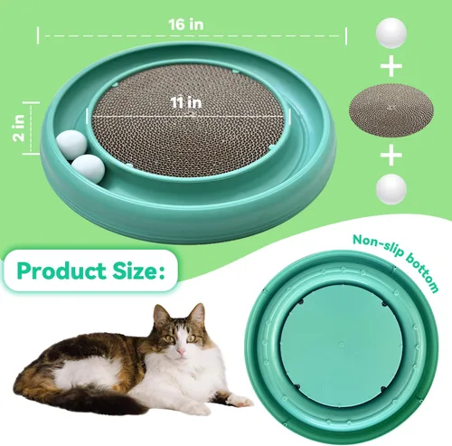 Miniatura 5 de Juguete de Pelota Interactiva con Pista para Gatos de Interior, Tabla de Rascar para Gatos y Conjunto de Ejercicio para Gatos Adultos