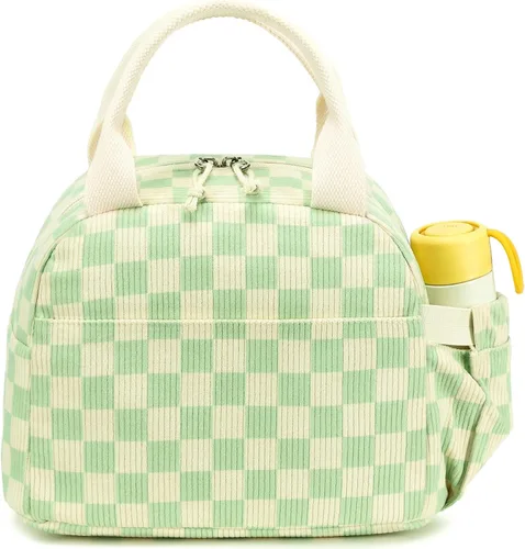 Miniatura 11 de Bluboon Bolsa de almuerzo para mujer, bonita bolsa de almuerzo de pana con correa para el hombro, reutilizable, aislada, gran capacidad