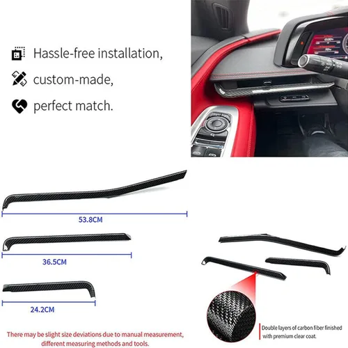 Miniatura 4 de CHEAYAR Cubierta de panel de consola central compatible con Corvette C8 2020 2021 2022, borde de panel de fibra de carbono real, calcomanía