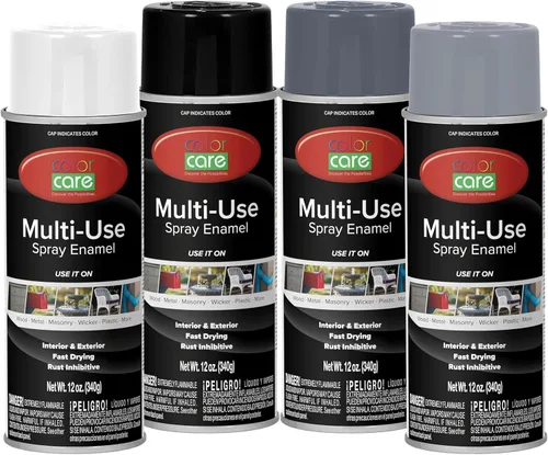 Pintura en aerosol, 12 onzas, paquete de 4 (mezcla gris: blanco brillante, negro brillante, gris oscuro, gris claro) – Para todo uso, interior y