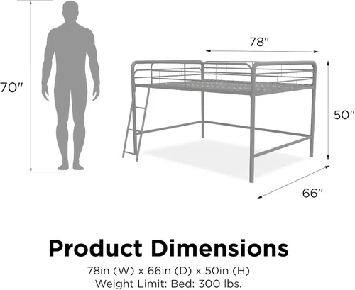 Miniatura 2 de DHP Jett Junior Cama de Metal Completa para Desván, Plateada