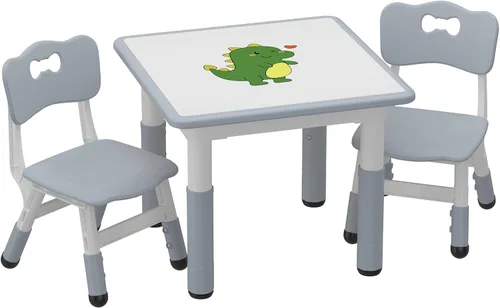 GAOMON - Juego de mesa y 2 sillas para niños con escritorio de graffiti, juego de mesa y sillas ajustables en altura para niños pequeños para leer,