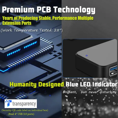 Miniatura 8 de Hub USB 3.0 de 4 puertos, divisor USB T-Sound para laptop, adaptador de teclado y mouse PS4 para Dell, Asus, HP, MacBook Air, Surface Pro, Acer