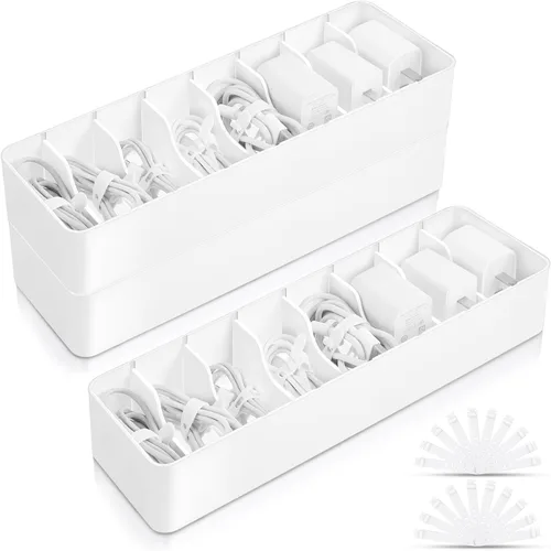 Miniatura 8 de Tatuo 1 Pieza Organizador de Cables con 10 Amarres de Alambre, Caja de Almacenamiento de Cables de Plástico Caja para Cargador Organizador