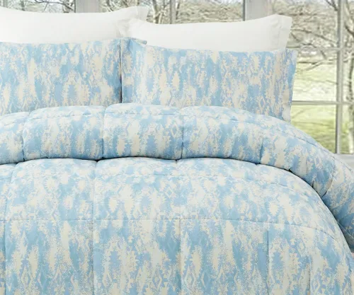 Natural Comfort MC210-Tut-BL-Q Lujoso juego de edredón reversible para todas las estaciones, tamaño Queen, azul, 3 piezas