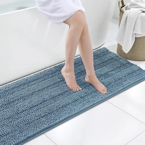 Miniatura 144 de Grandaily Alfombras de baño de felpilla a rayas de 24 x 16 pulgadas, extra gruesas y suaves, absorbentes, parte trasera de goma, alfombra de ducha