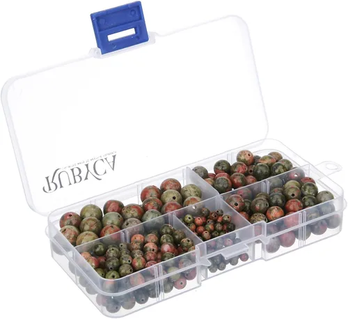 Miniatura 25 de RUBYCA Natural negro lava piedras preciosas redondas sueltas cuentas organizador caja de plástico fabricación de joyas mezcla tamaños