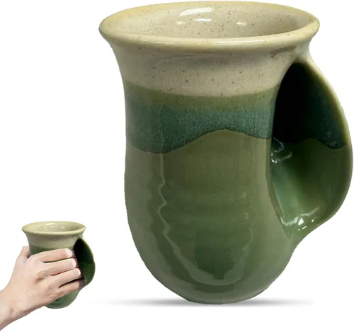 Miniatura 25 de Clay in Motion - Taza calentadora de manos para diestros, diseño Desert Sand
