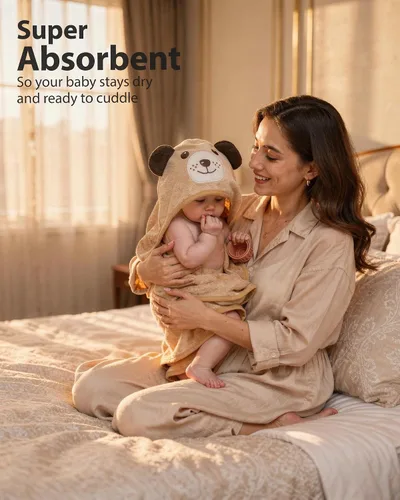Miniatura 8 de MINIBOO Toallas de bebé con capucha para recién nacidos y niños pequeños - Toallas de baño súper suaves para bebé con capucha, toalla con capucha