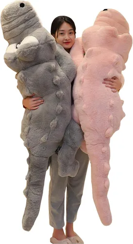 Miniatura 14 de Almohada de felpa de cocodrilo, animal de peluche de cocodrilo de 38 pulgadas, decoración del hogar, regalo de Navidad, San Valentín, cumpleaños