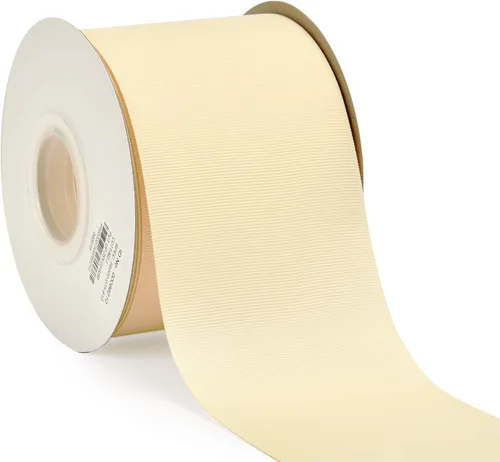 Miniatura 89 de YAMA Rollo de cinta de grogrén sólido, 1 pulgada, 25 yardas para cintas de envoltura de regalos, color blanco