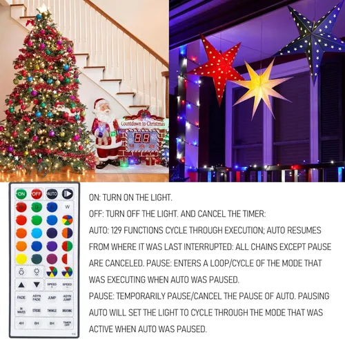 Miniatura 3 de TW SHINE - Luces de Navidad que cambian de color, 200 luces LED RGB de 66 pies, luces de Halloween para exteriores con control remoto, impermeables