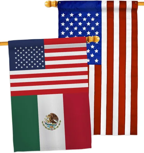 Miniatura 5 de Banderas de la casa de la amistad de México Estados Unidos de la nacionalidad de México Estados Unidos, paquete de 2 unidades de Nación Regional