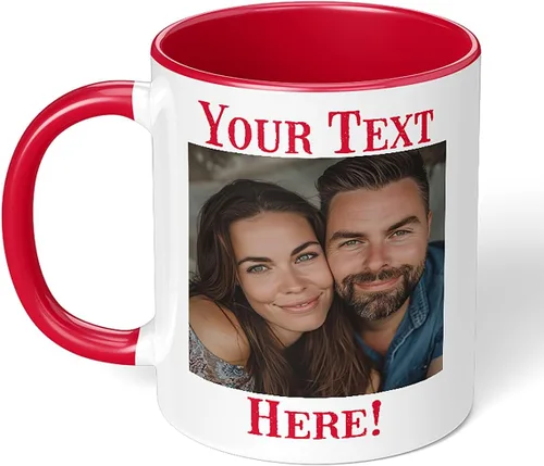 Miniatura 25 de Taza de café de cerámica negra personalizada de 11 onzas con texto, mensaje, tu texto aquí, nombre, DYE Taza para Cafe personalizadas, con foto