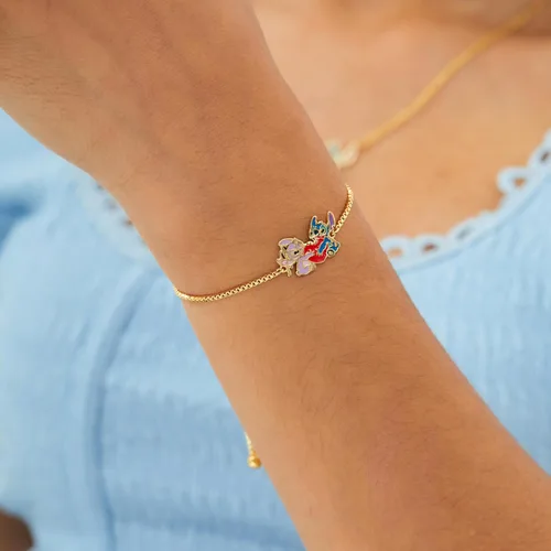 Miniatura 2 de Disney Pulsera de puntada y corazón de ángel para mujer, pulsera de puntada ajustable chapada en flash de 18 quilates, con licencia oficial, Latón