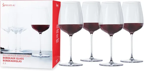 Spiegelau Willsberger Copas de vino burdeos, vasos transparentes para vino tinto, cristalería de tallo elegante, bar en casa, cena, regalos de boda,