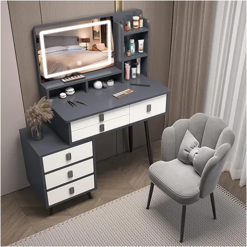 Tocador, mesa de maquillaje, tocador, dormitorio, moderno, minimalista, pequeño, mesa de maquillaje, casillero, espejo de maquillaje, juego de