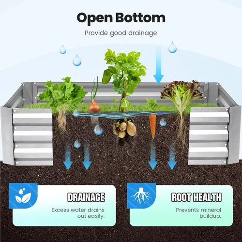 Miniatura 8 de Quictent juego de cama de cultivo elevada y galvanizada con cubierta de metal, con 2 ventanas, pequeño invernadero, con 20 etiquetas y guantes