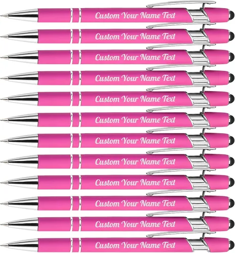 Miniatura 13 de 12 bolígrafos personalizados a granel con grabado sin nombre, bolígrafos personalizados con lápiz capacitivo, logotipo de mensaje de texto grabado