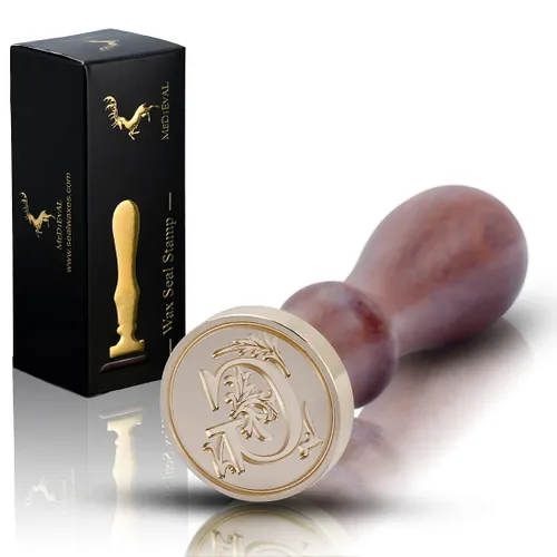 Miniatura 6 de Sello medieval de cera del alfabeto con inicial, mango de madera con cabeza de latón, para tarjeta de Acción de Gracias, sobre, envoltura de regalo
