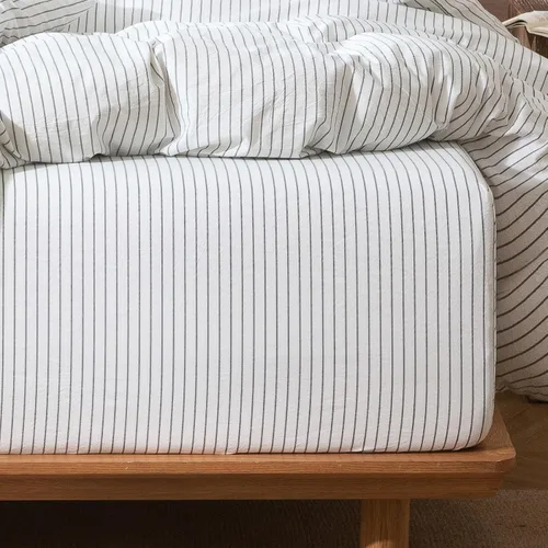 Miniatura 41 de MooMee Sábana bajera ajustable de solo 100% algodón lavado con textura parecida al lino, transpirable, duradera, suave, cómoda, bolsillo profundo
