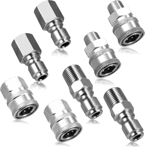 Miniatura 8 de 2 juegos de acopladores NPT para lavadora a presión de 1/4 pulgadas, enchufe de conexión rápida, acero inoxidable, macho y hembra, accesorios