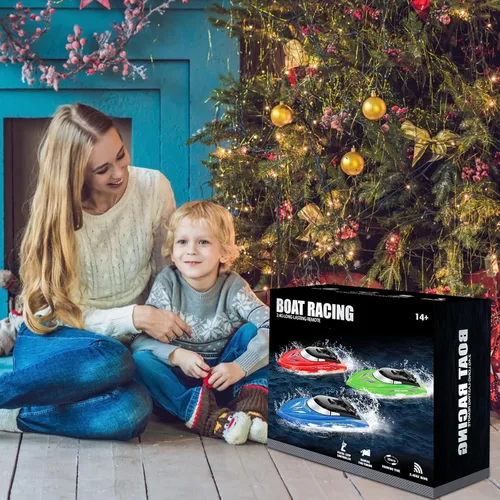 Miniatura 7 de Lumiparty Paquete de 4 botes a control remoto, barcos de control remoto para niños y adultos, barco de control remoto de alta velocidad de 6.2 mi/H