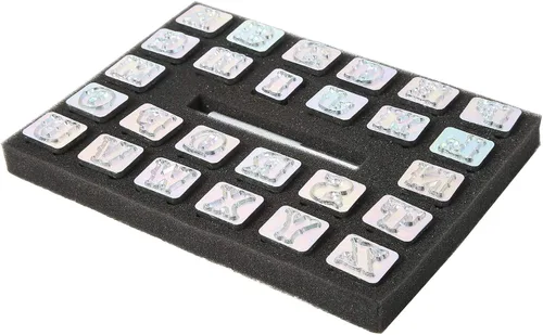 Miniatura 9 de Kit de 27 piezas de punzón estándar de cuero del alfabeto, 26 sellos del alfabeto de 3/4 pulgadas (0.748 in) y 1 mango de estampado