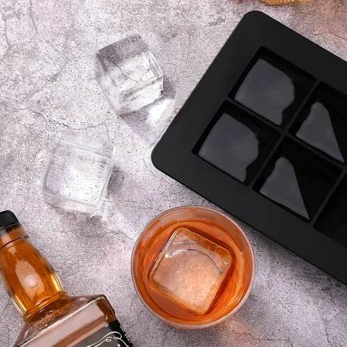 Miniatura 2 de Ticent Bandejas de cubitos de hielo (juego de 2), molde de silicona para bolas de hielo con forma de esfera para whisky con tapas y moldes cuadrados