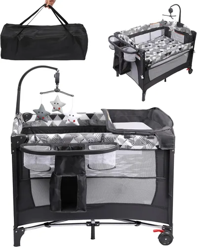 Miniatura 8 de Xilingol Moisés de bebé 5 en 1 junto a la cama, corralito portátil con mesa cambiadora, cuna de bebé con bolsa de transporte, moisés de colecho que