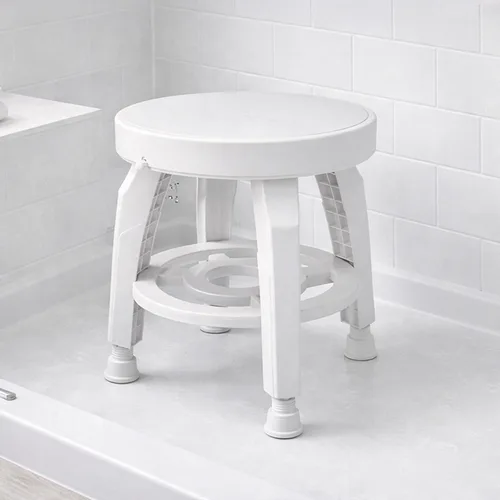 Miniatura 6 de HealthSmart Swivel Shower Stool Seat with Storage Shelf, Rotating Shower Chair for Bathtub, Tool-Free Assembly, White