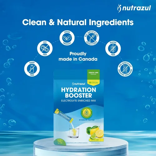 Miniatura 6 de nutrazul Potenciador de hidratación, electrolitos en polvo con sodio, potasio, vitamina B6 y B12, sin edulcorantes artificiales, sabor a limón