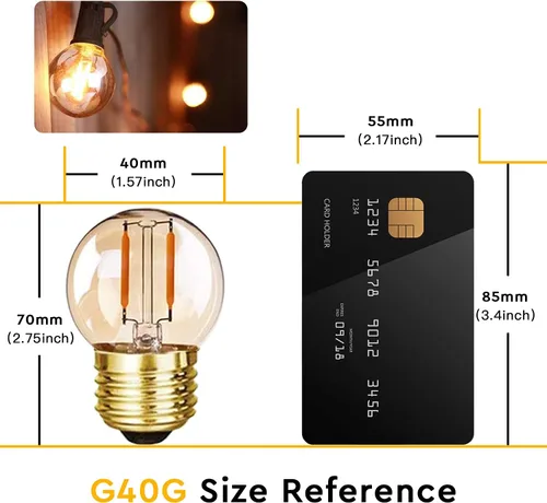 Miniatura 7 de Bombillas LED G40 Edison de filamento mini globo de 1 W equivalente a 10 vatios incandescentes - E26 base de tornillo bombillas LED ultra cálidas