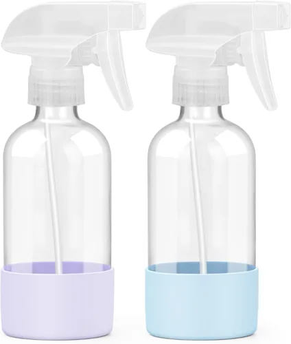 Miniatura 16 de Worldgsb 2 unidades de botellas de spray de vidrio de 8 oz, contenedores vacíos rellenables con protección de funda de silicona, botellas de spray