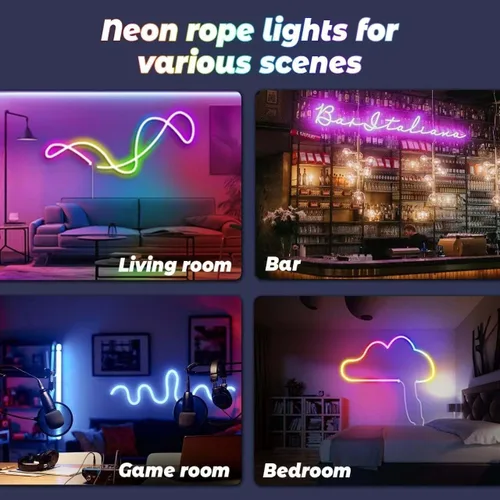 Miniatura 6 de Luces de tira de neón L8star, luces de cuerda de neón LED de 32.8 pies/10m con control remoto APP, luces de tira de neón LED flexibles impermeables