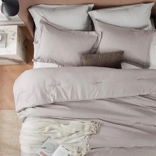 Miniatura 259 de Bedsure Juego de edredón Twin/Twin XL, ropa de cama suave beige para todas las estaciones, juego de cama teñido catiónico, 2 piezas, 1 edredón