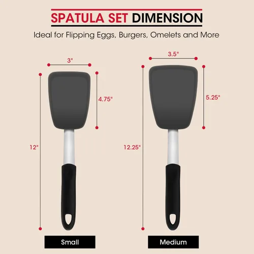 Miniatura 7 de Unicook Espátula de silicona flexible, 2 unidades, espátula resistente al calor de 600 °F para utensilios de cocina antiadherentes, utensilios