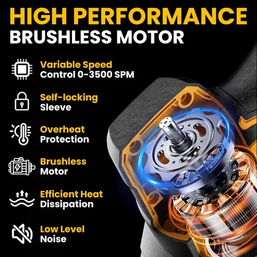 Miniatura 2 de Sierra de recíproca inalámbrica para batería Dewalt 20 V, motor sin escobillas de 3 velocidades variables 0-3500, cambio de hoja sin herramientas