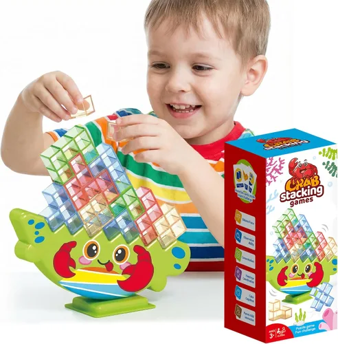 Crab Tower - Juego de bloques de construcción coloridos para niños | Mejora el enfoque y la coordinación | Rompecabezas Montessori de motor fino