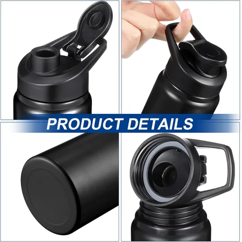 Miniatura 2 de Potchen Paquete de 20 botellas de agua de aluminio de 20 onzas, botellas deportivas de metal con tapas a presión, contenedor de viaje reutilizable