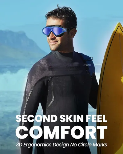 Miniatura 2 de OutdoorMaster Máscara de natación - Máscara de natación de visión amplia y gafas antivaho impermeable Espejo Bb-azul