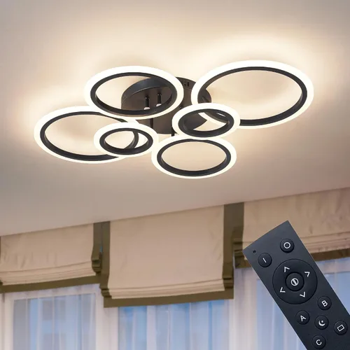 Miniatura 12 de Shine LUEST Lámpara de techo LED moderna de 34 W, 3000 K-6000 K regulable, accesorios de iluminación de techo para montaje en techo, 4 anillos