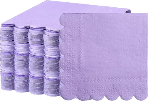 Miniatura 8 de Fuutreo 200 servilletas de cóctel de 2 capas con bordes festoneados plegadas de 5 x 5 pulgadas, desechables para cenas, bodas, fiestas de Verde