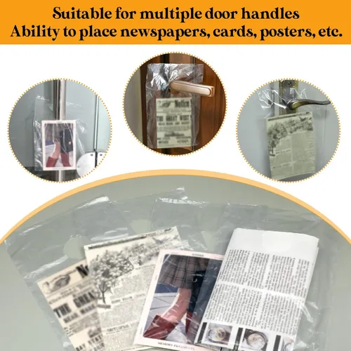 Miniatura 5 de Henoyso 1000 bolsas para colgar puertas, de plástico transparente, bolsas para colgar pomos de puerta, impermeables, paquetes de periódicos