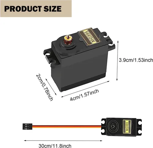 Miniatura 4 de 2 piezas MG995 Micro servomotor, 180° Metal Gear Servo Servo 44.1 lbs Digital de alta velocidad Servo Motor para RC Robot Brazo Helicóptero Avión