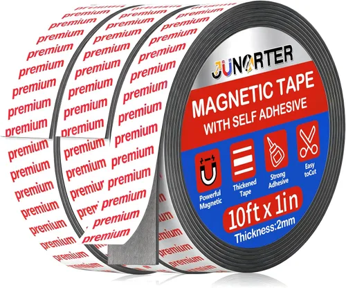 Miniatura 10 de Rollo de cinta magnética, tiras magnéticas, 1 rollo (15 pies x 1/2 pulgadas), tiras magnéticas adhesivas con respaldo adhesivo, tiras magnéticas