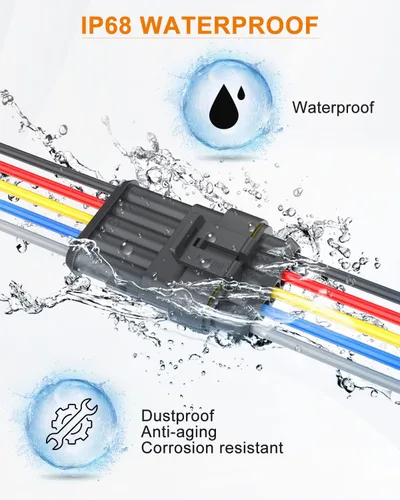 Miniatura 3 de NAOEVO Conector de 5 Pines Impermeable, Conectores de 5 Cables 16 AWG, Conectores Eléctricos Automotrices Macho y Hembra Vía con Tubo