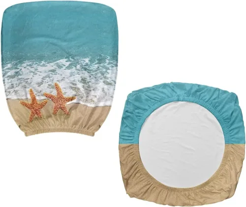 Miniatura 4 de Talayituse - Funda para silla de oficina o computadora con estampado de estrellas de playa, funda de asiento dividida elástica, extraíble y lavable