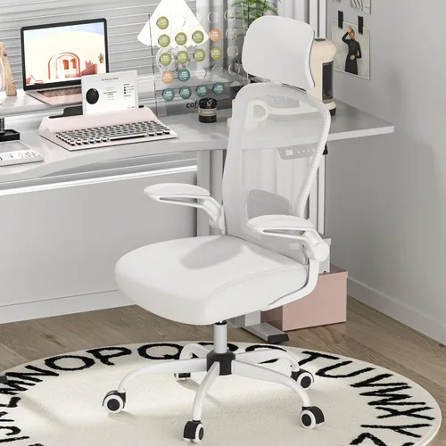 Mimoglad Silla de oficina, silla de escritorio ergonómica de respaldo alto con soporte lumbar ajustable y reposacabezas, silla giratoria con Gris